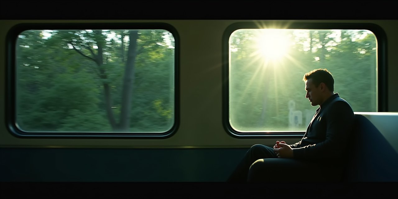 Chappaqua Harlem Line train car at dawn with forest rushing past window