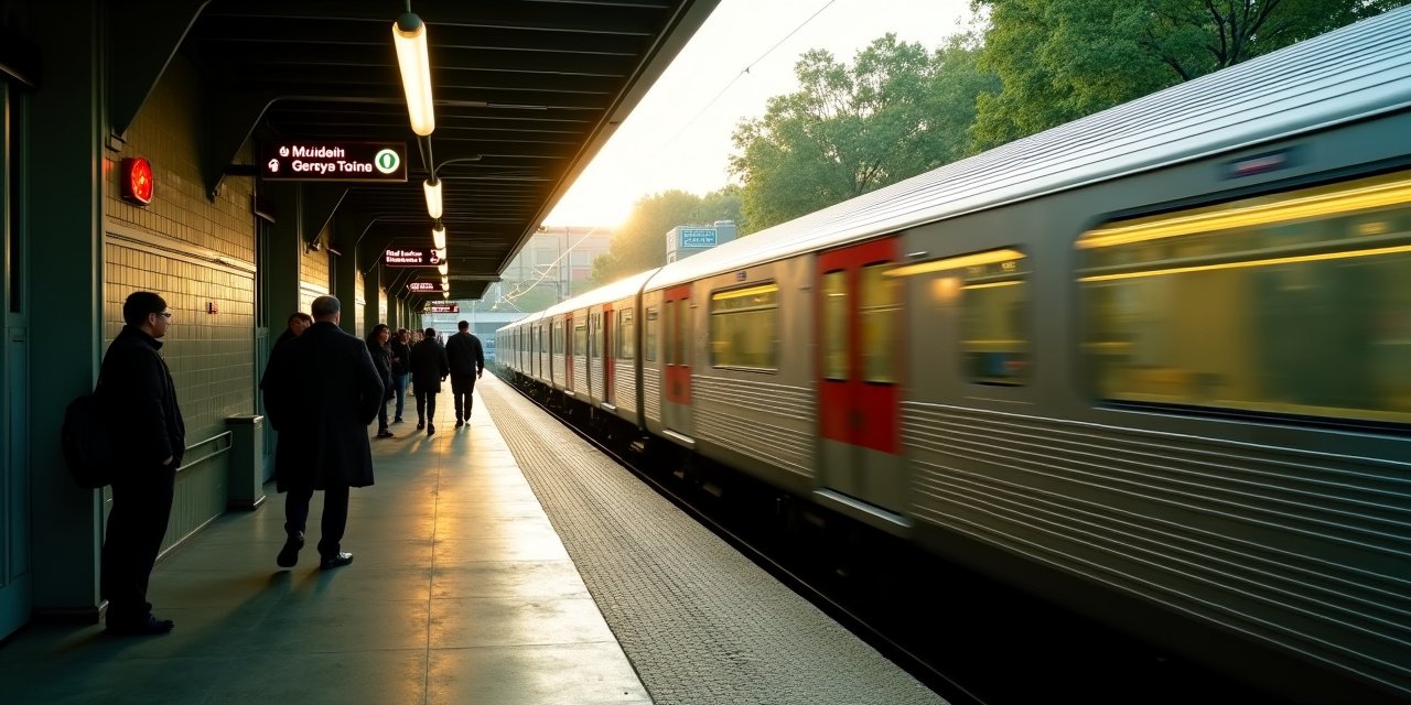 Larchmont Metro-North New Haven Line platform near Chatsworth Avenue at morning rush