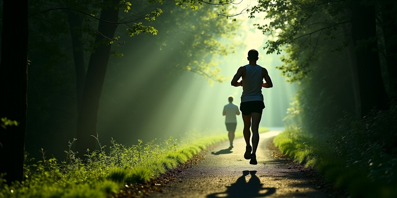 Bronx River Parkway greenway in White Plains with runner wearing biometric sensor