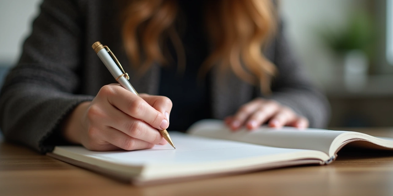 Professional reviewing MBSR program materials at a desk, planning an 8-week commitment