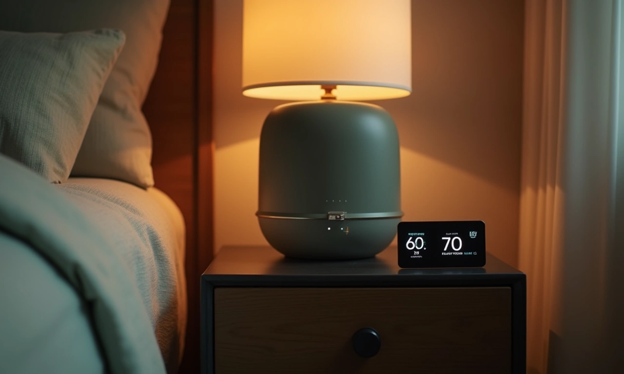 Bedroom humidifier, blackout curtains, thermostat — the winter sleep environment protocol