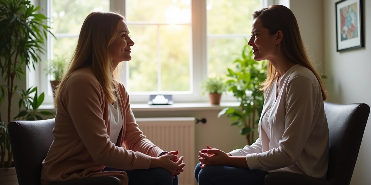 Person in somatic yoga practice, focusing on breath and body sensation
