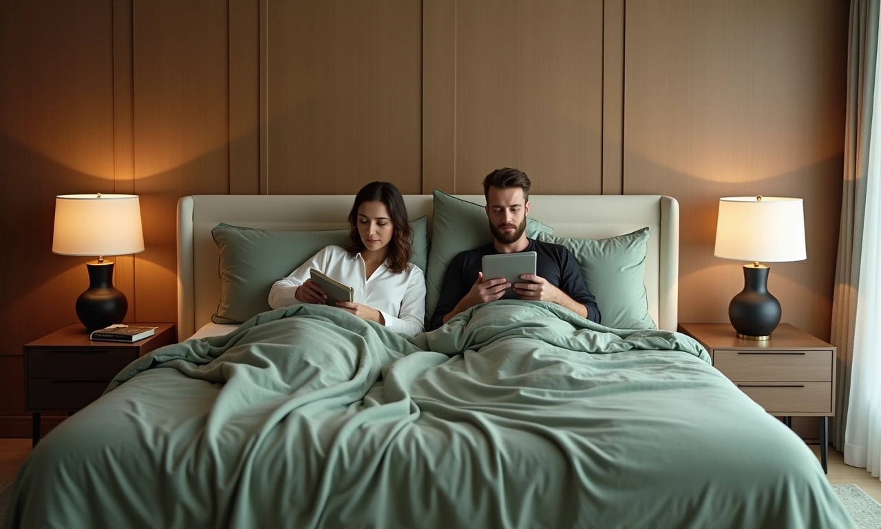 Dual-zone adjustable bed in luxury bedroom — power couple sleep solution