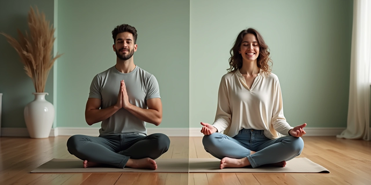 Five different meditation postures representing the five main types of practice