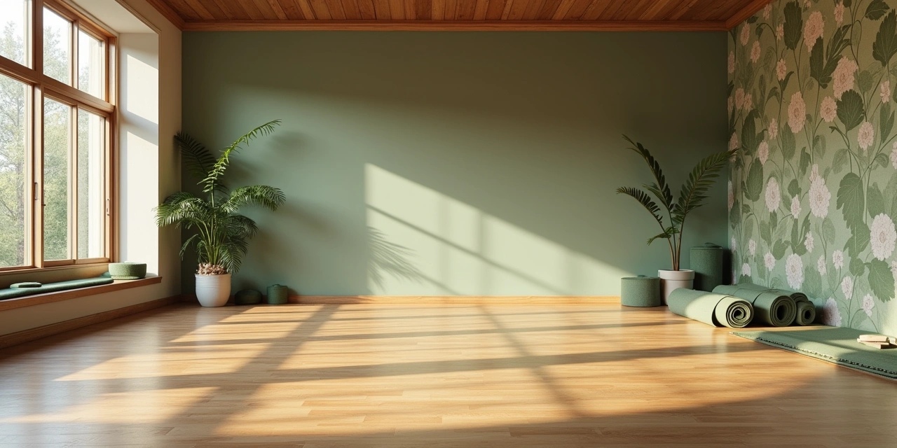 Yoga class in a sunlit studio in Westchester County, practitioners in warrior pose